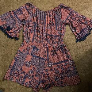 Pink and blue romper. Size large